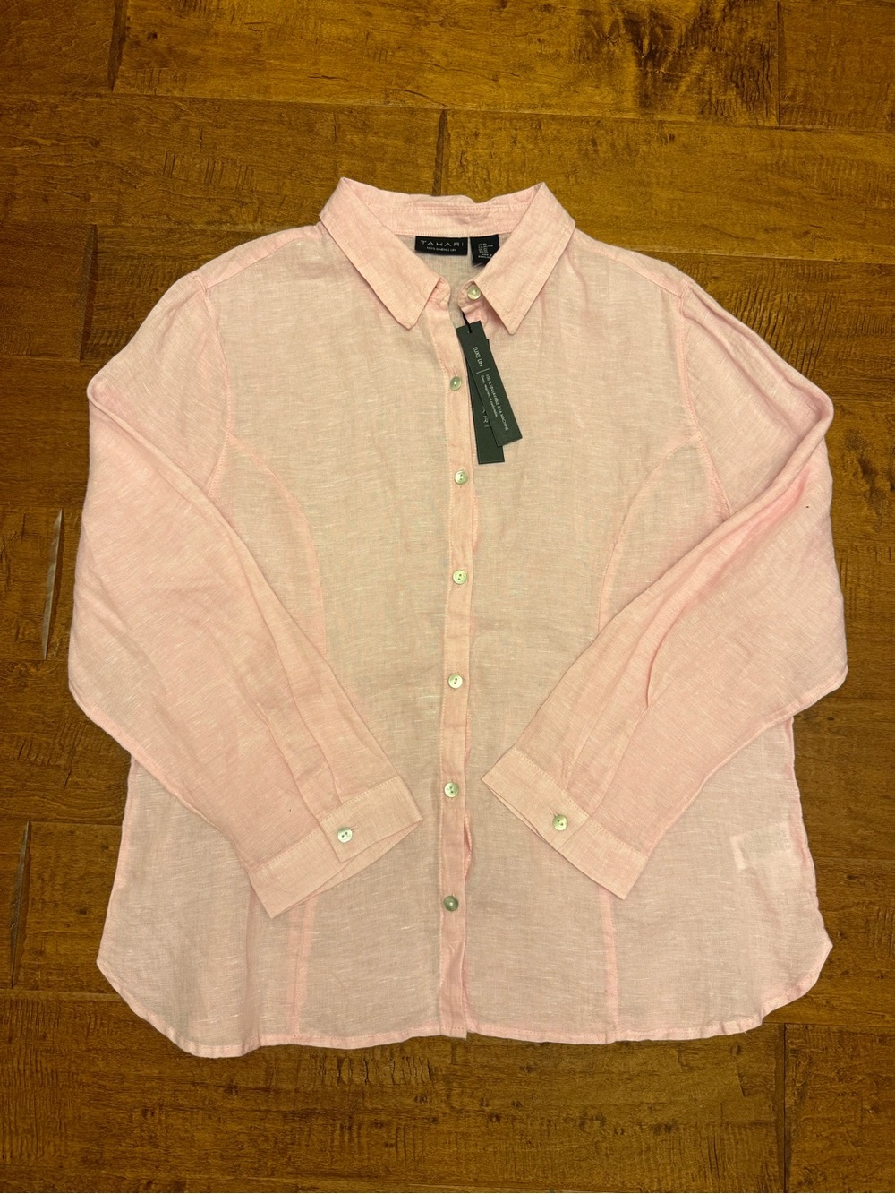 Pink Linen Button-Down Shirt